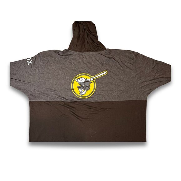 San Diego Padres Pull Up Hoodie 2XL Gray & Brown 60% Cotton 40% Polyester Adult - Picture 3 of 6